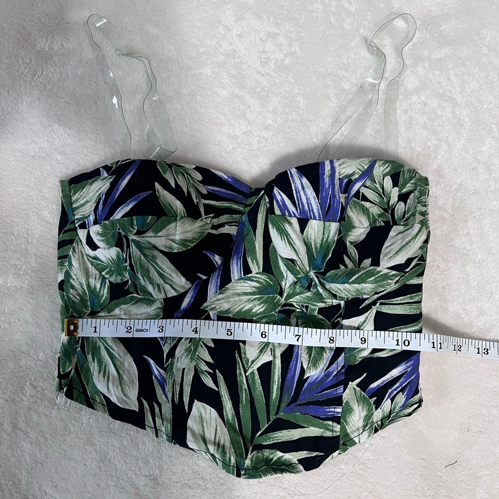 Tropical Leaf Print Bustier Top